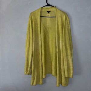 Talbots Plus Linen Olive Cardigan Open Front Plus Cardigan Women’s 3X